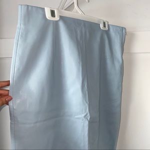 Zara: Light Blue Faux Leather Pencil Skirt
